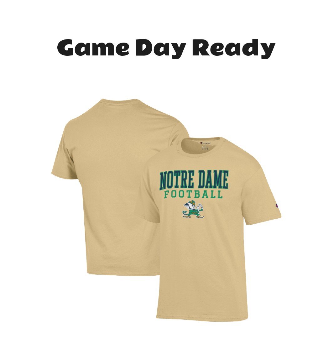Men's Champion Notre Dame Fighting Irish Football Stack T-Shirt