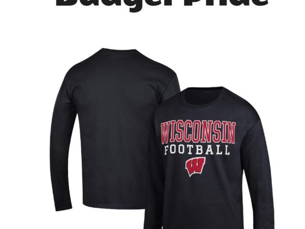 Men's Champion Wisconsin Badgers Football Stack Long Sleeve T-Shirt
