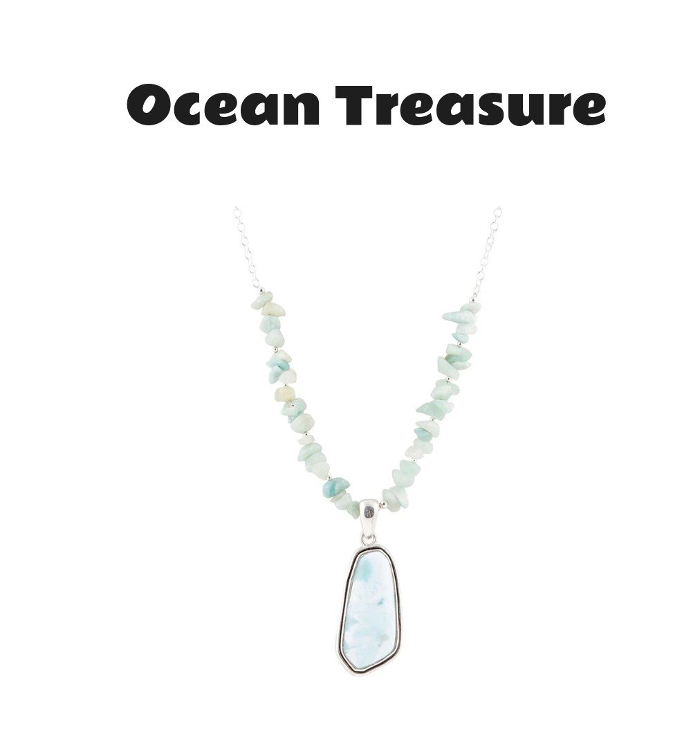 Natural Wonders Blue Larimar and Sterling Silver Necklace