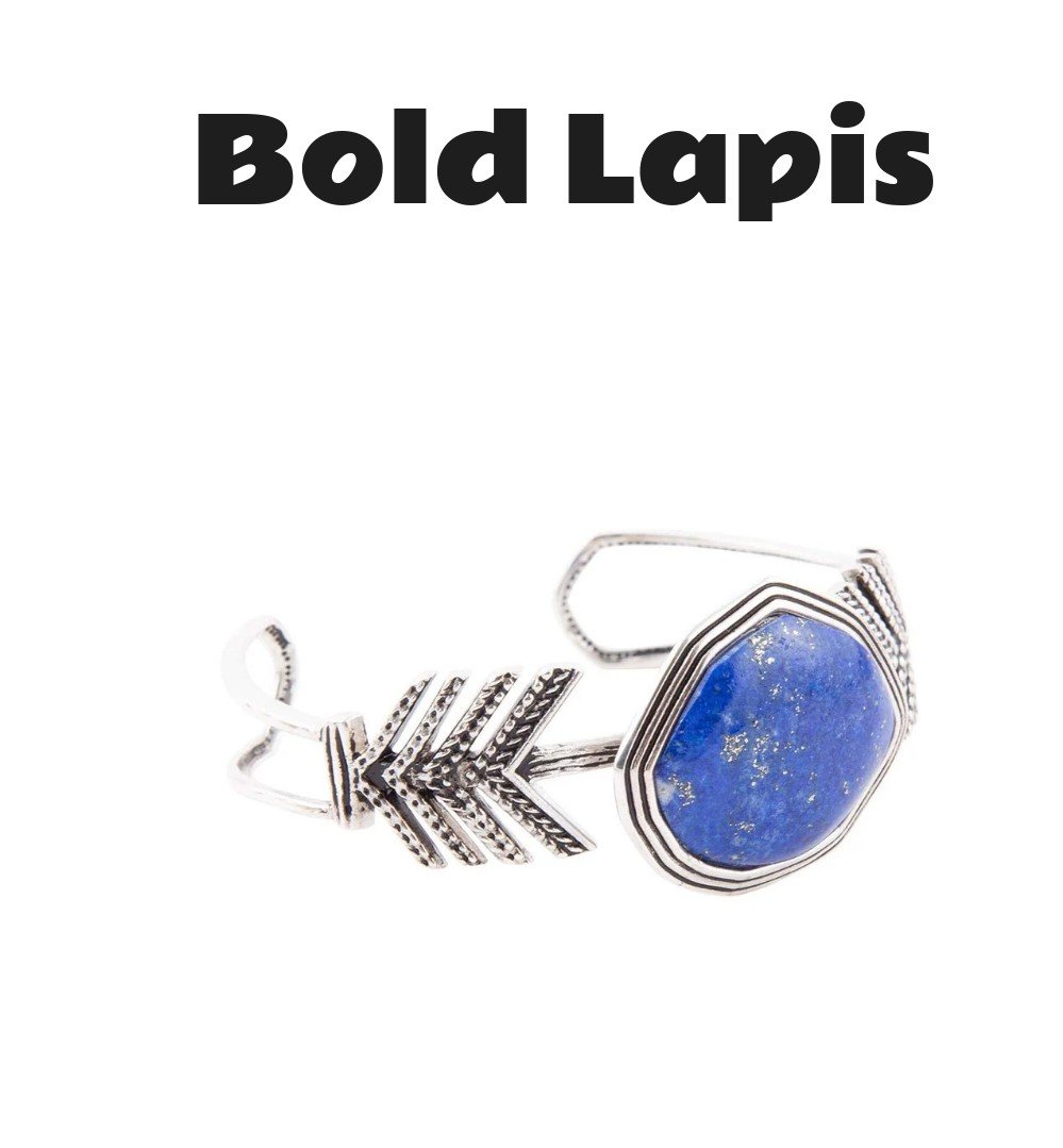 Blue Lapis and Sterling Silver Statement Cuff