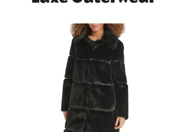 Karl Lagerfeld Paris Faux-Leather Trim Faux-Fur Coat