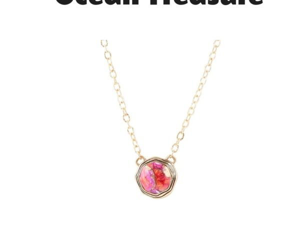Luca Pink Magenta Spiny Oyster Golden Pendant Necklace