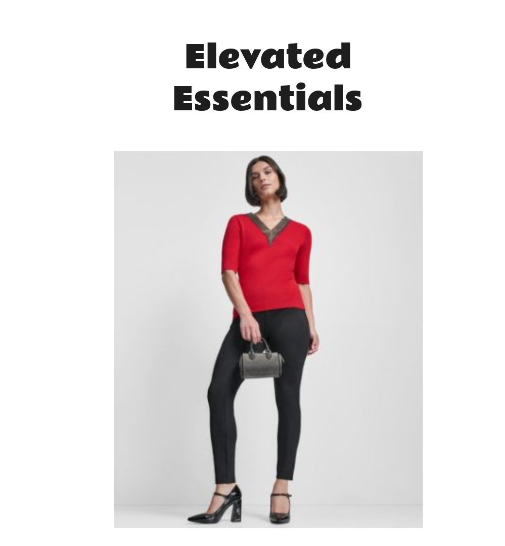 DKNY Women's Embellished Neck Ribbed Sweater & Ponte Ankle Pant Set