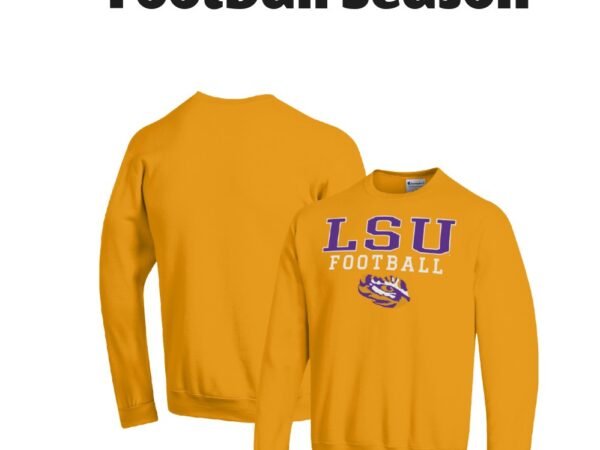 Men's Champion LSU Tigers Football Stacked Pullover Sweatshirt