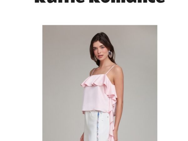 Avec Les Filles Asymmetrical Ruffle Detail Square Neck Top