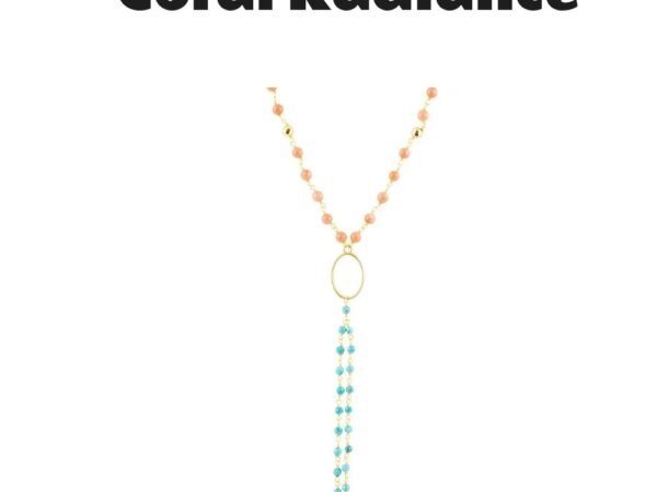 Multi Stone Orange Coral Golden Y-Necklace