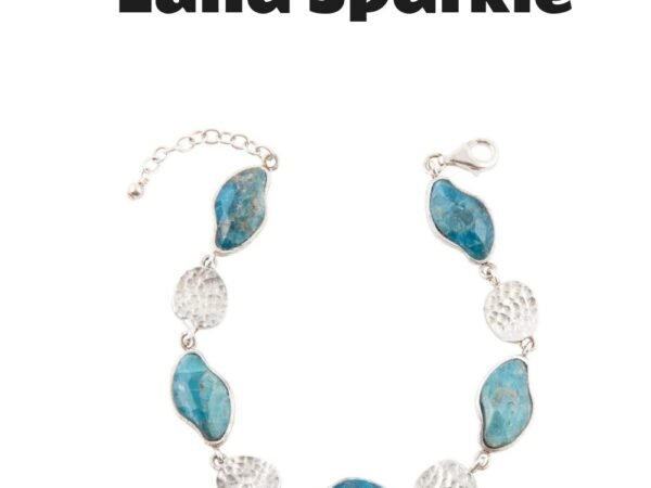 Luna Blue Apatite and Sterling Silver Line Bracelet