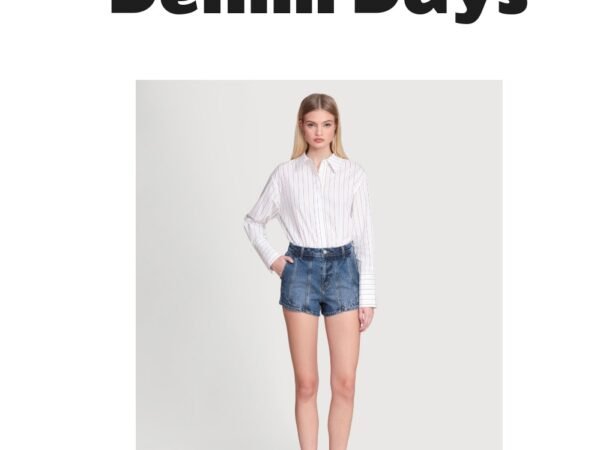 Avec Les Filles Women's High-Low Rise Denim Shorts