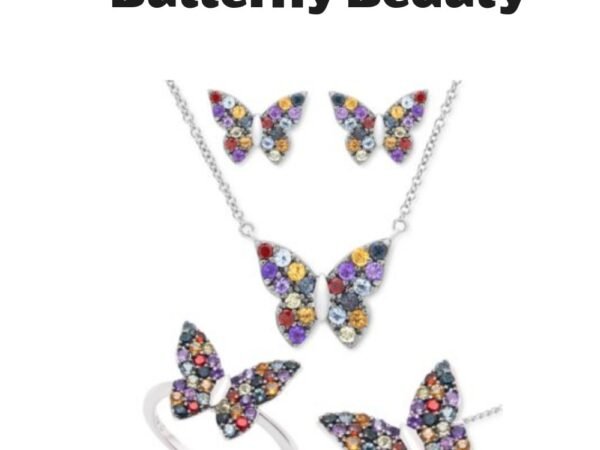 Multi Gemstone Butterfly Statement Jewelry Collection in Sterling Silver
