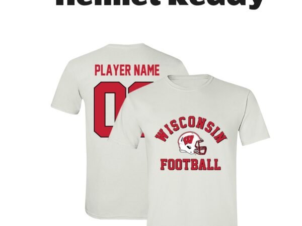 Wisconsin Badgers Custom Collegiate Football Helmet T-Shirt