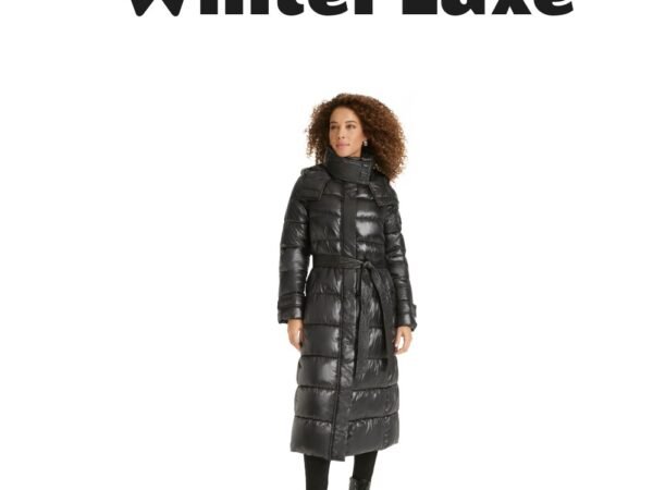 Karl Lagerfeld Womens Shine Hooded Belted Puffer Coat