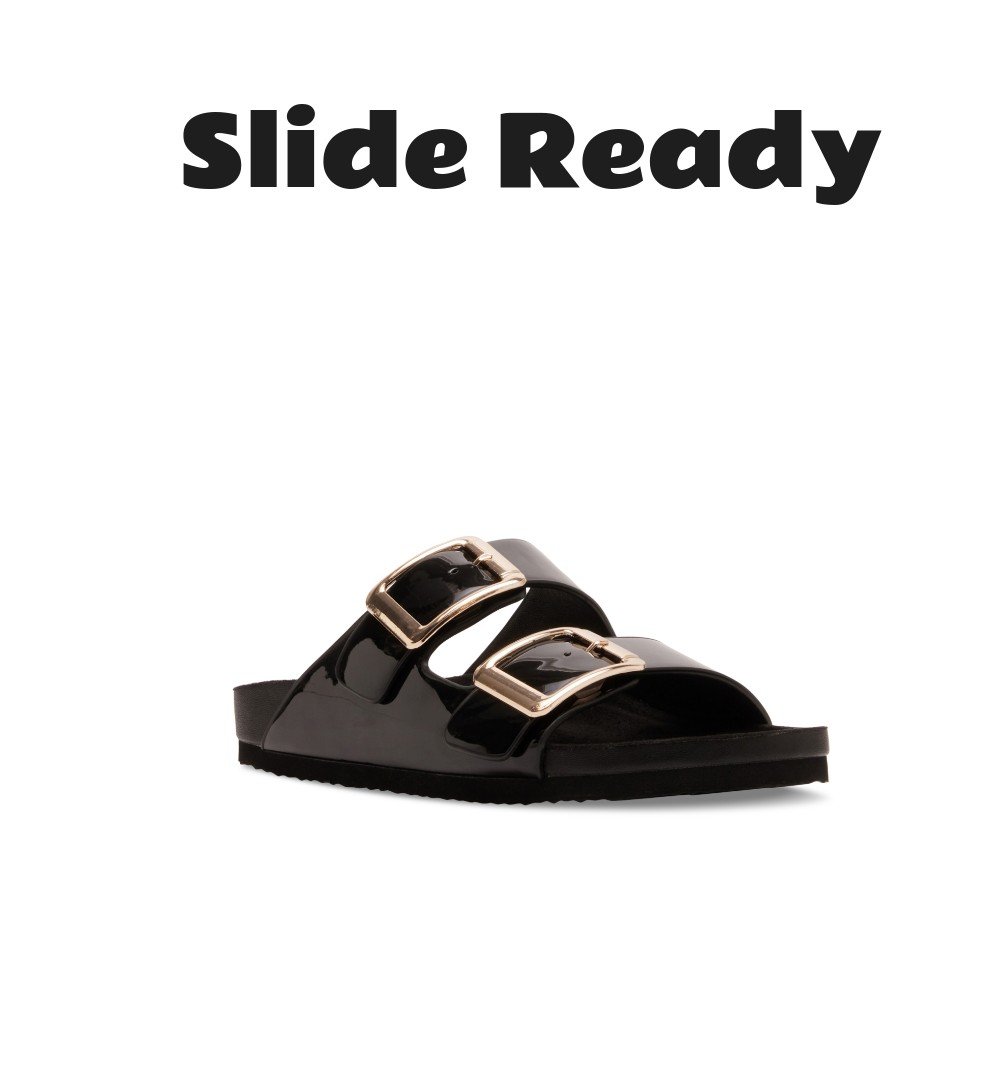 Madden Girl Bodie Buckle Footbed Slide Sandals