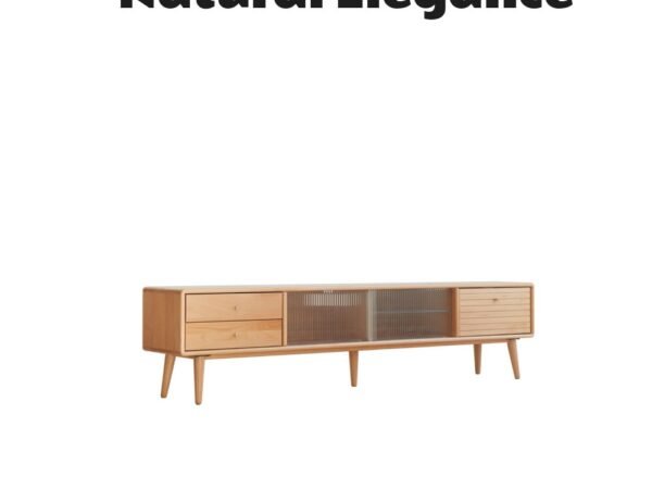 Solid Beech TV Cabinet with Chinese Glass Doors