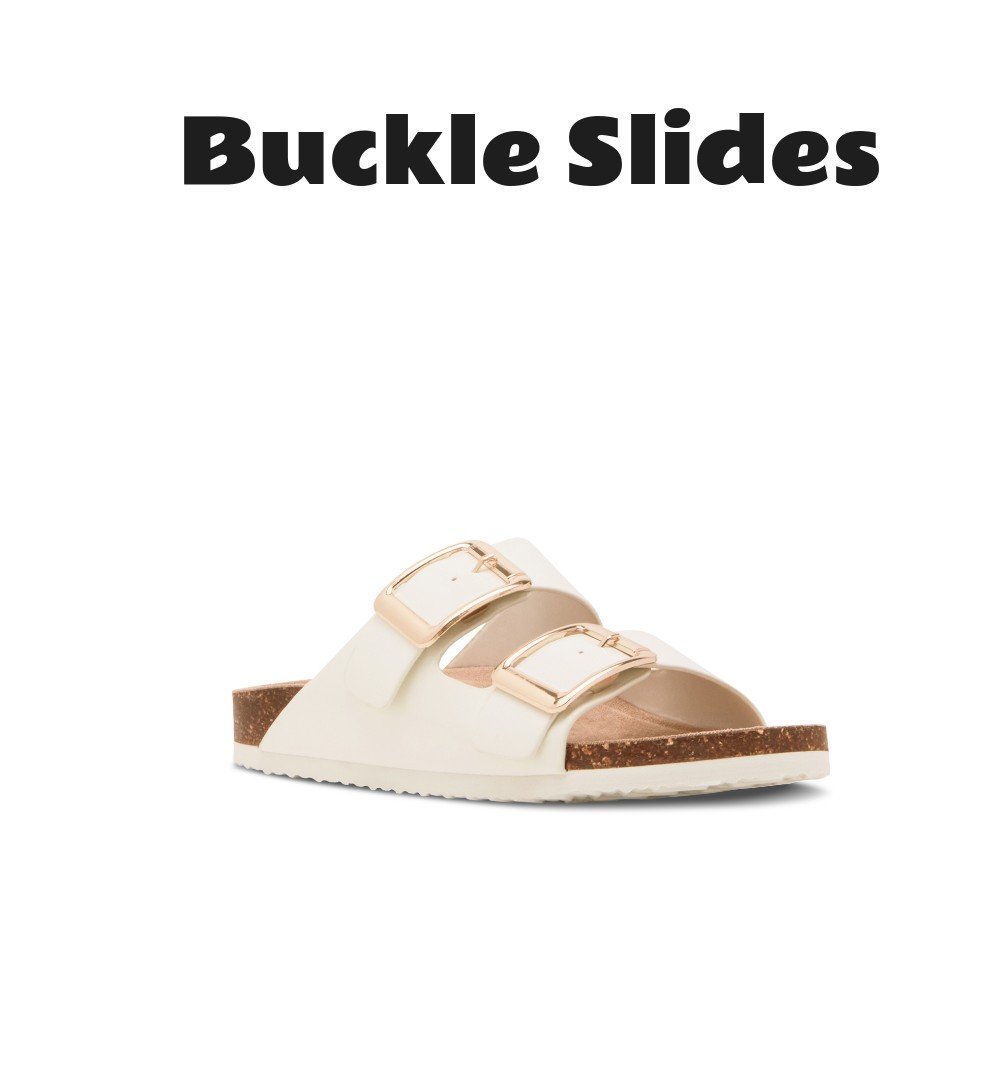 Madden Girl Bodie Buckle Footbed Slide Sandals
