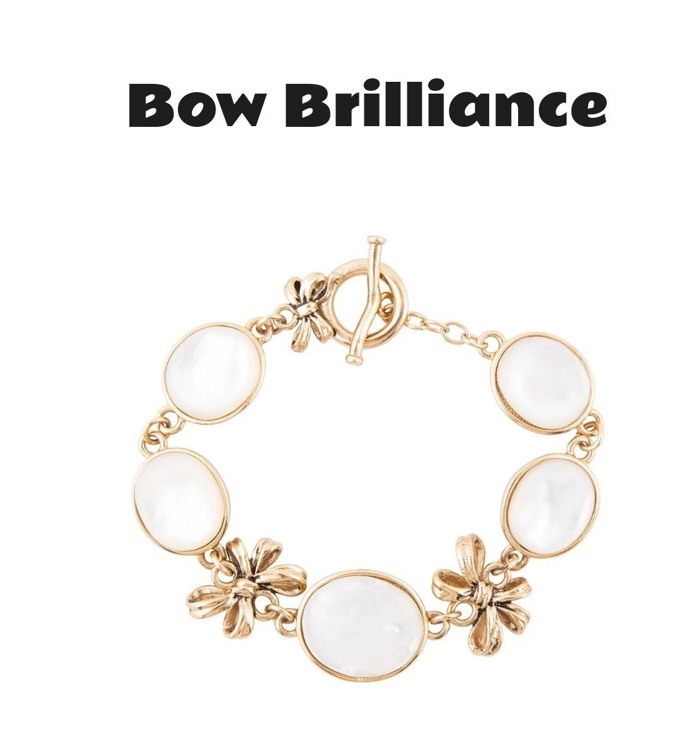 Gifted White Mother of Pearl Golden Bow Link Bracelet