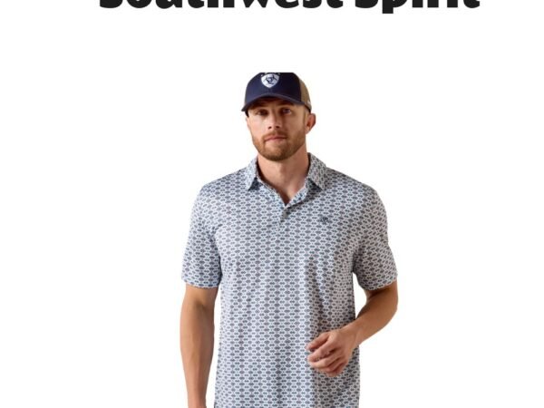 Ariat All Over Print Short-Sleeve Polo - White Southwest