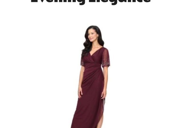 Alex Evenings Embellished Flutter Sleeve Long Dress