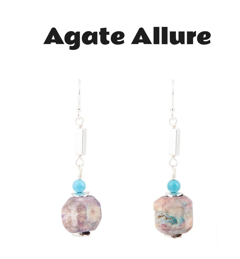 Purple Agate Chunky Sterling Silver Drop Earrings