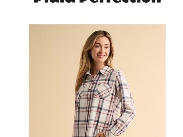 Natural Reflections Acid Wash Plaid Long-Sleeve Shirt
