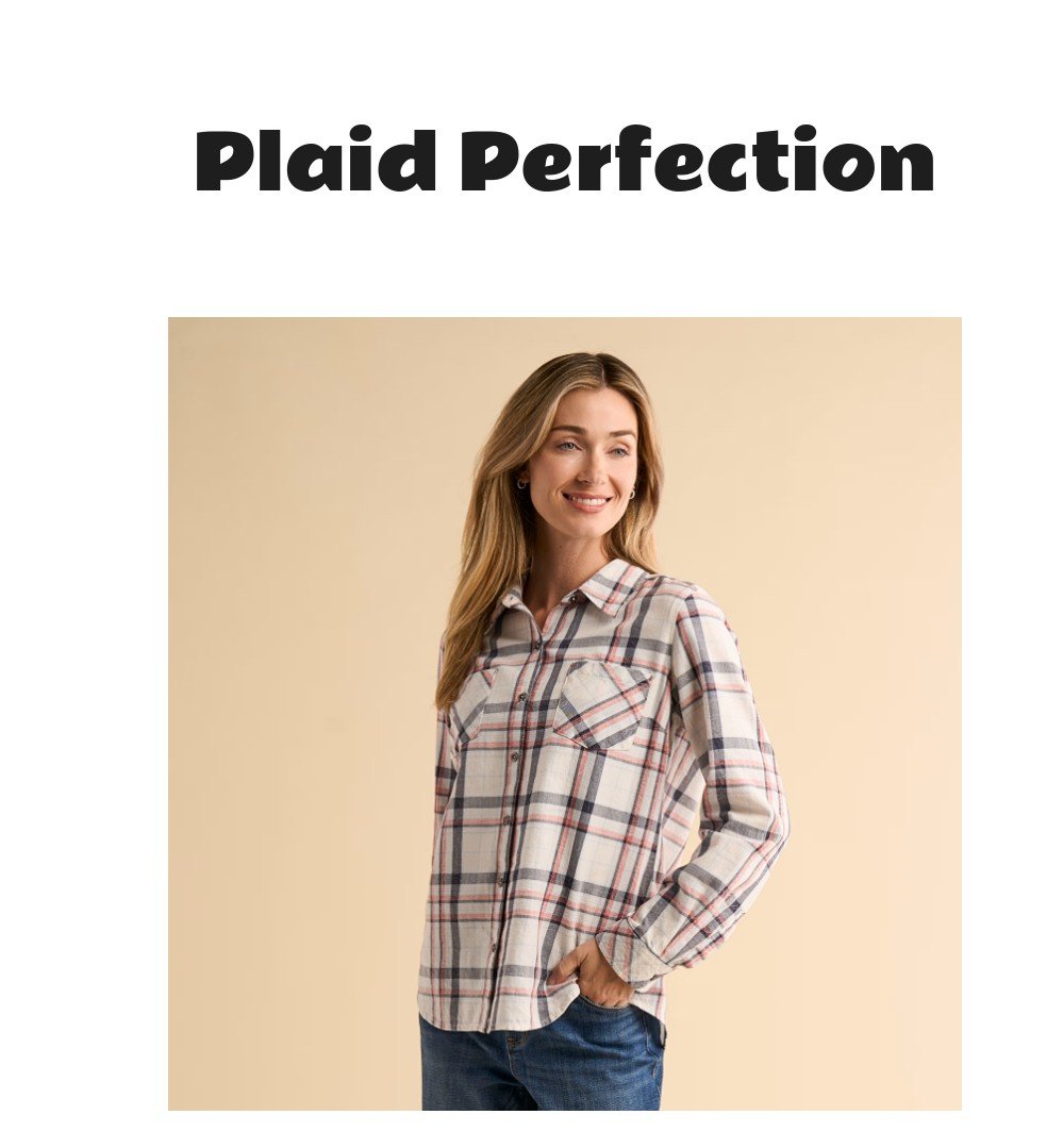 Natural Reflections Acid Wash Plaid Long-Sleeve Shirt