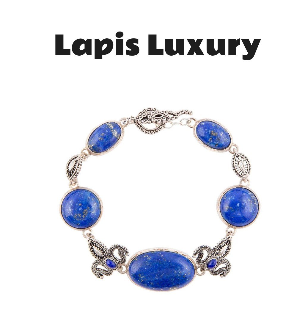Mehndi Blue Lapis and Sterling Silver Link Bracelet