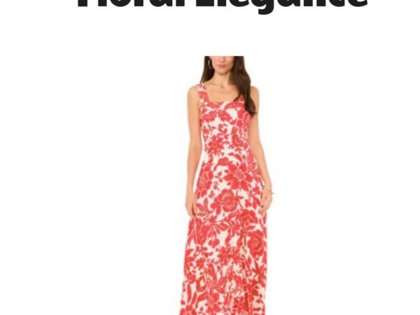 Vince Camuto Floral Square Neck Smocked Back Sleeveless Maxi Dress