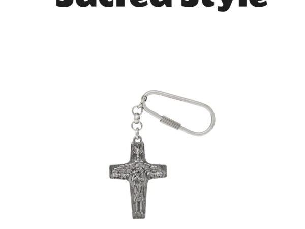 Symbols of Faith Silver Tone Pope Francis Cross Key Fob