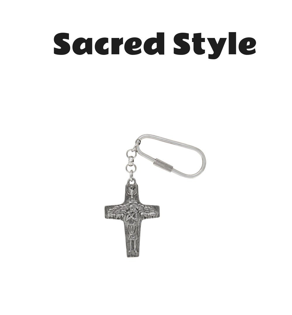 Symbols of Faith Silver Tone Pope Francis Cross Key Fob
