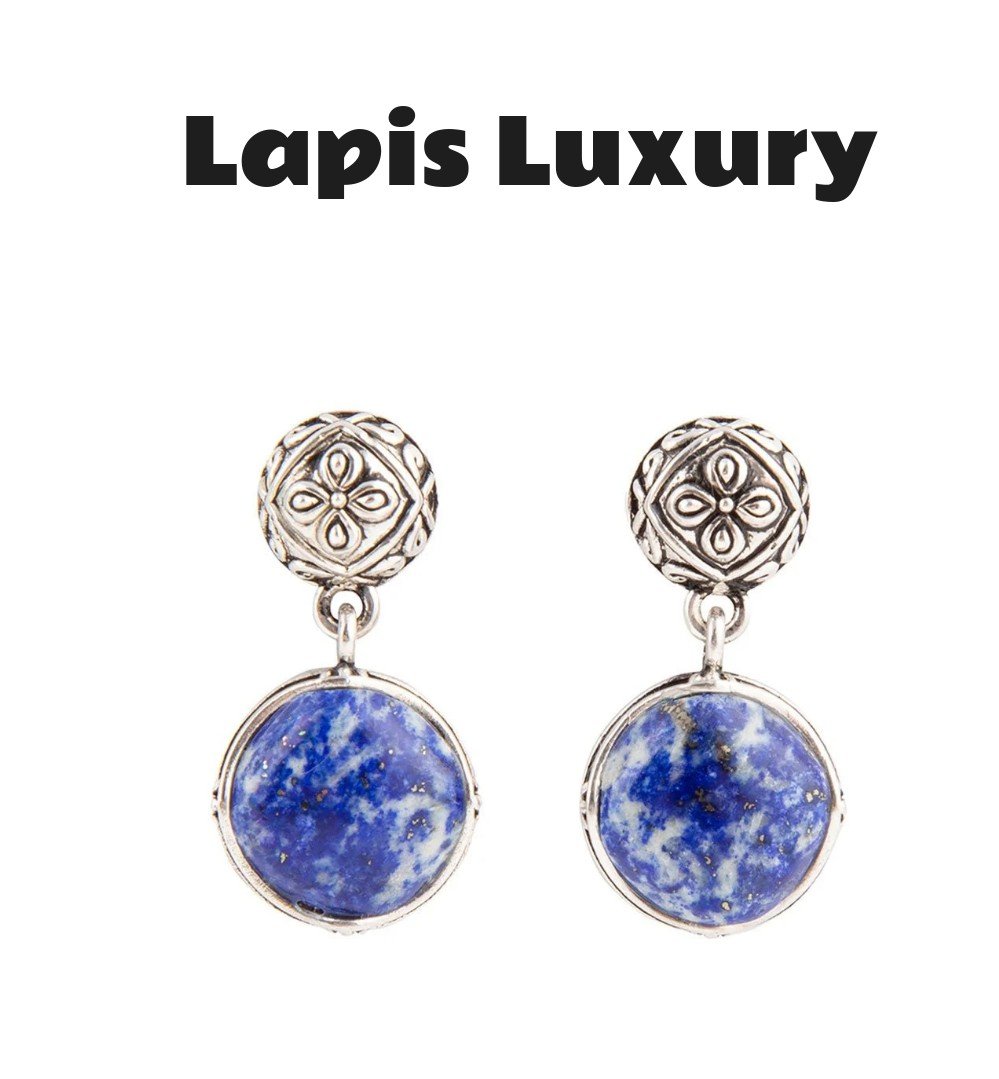 Madrid Blue Lapis Sterling Silver Post Drop Earrings