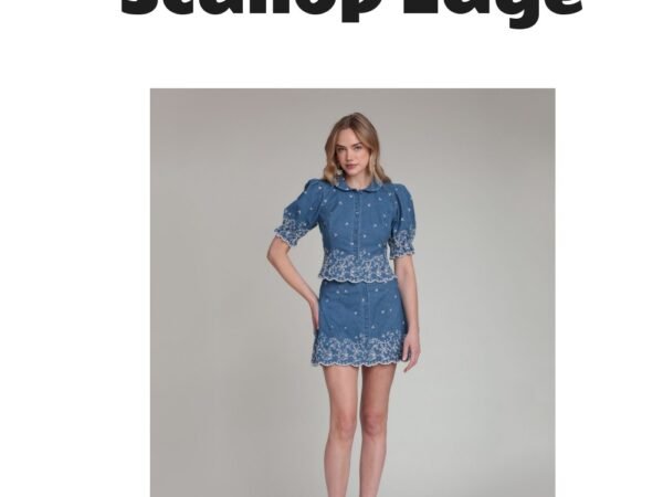 Avec Les Filles Women's Scallop Hem Mini Skirt