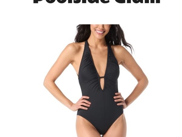 Vince Camuto Women's Printed Shirred Plunge One-Piece Swimsuit