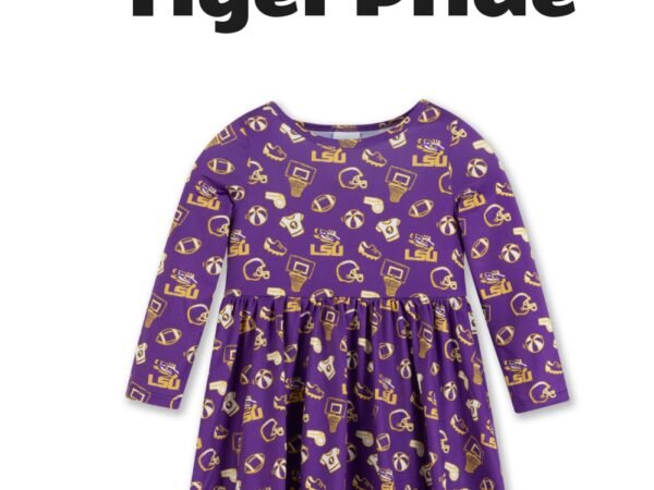 Girls Toddler ZooZatz Purple LSU Tigers All-Over Print Football Dress