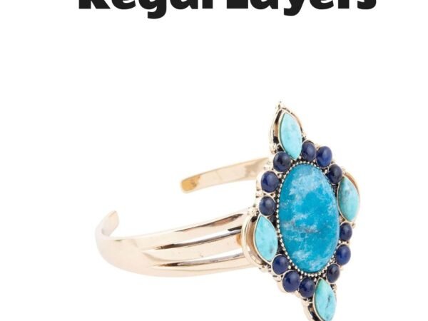 Blue Apatite Mixed Stone Golden Cuff Bracelets