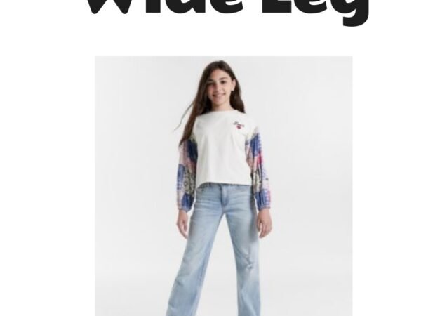 Levi's Big Girls Woven Long Sleeve Top and Wide Leg Jeans