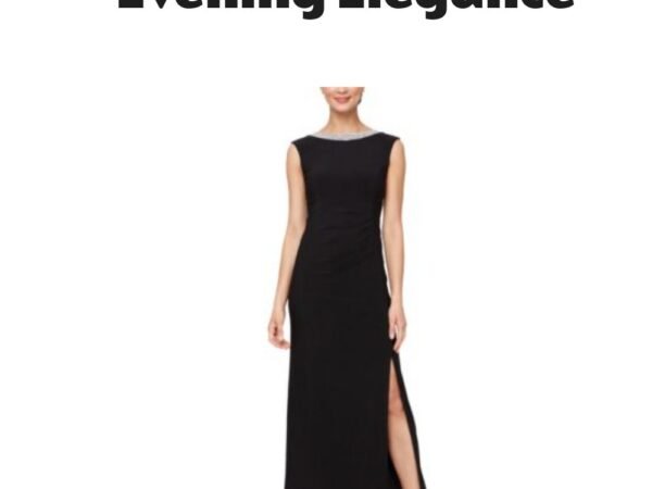 Alex Evenings Embellished Neck Side Slit Gown