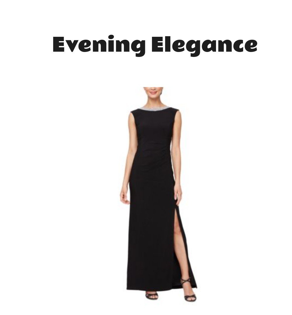 Alex Evenings Embellished Neck Side Slit Gown