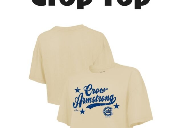 Women's Majestic Threads Pete Crow-Armstrong Cream Chicago Cubs Boxy Crop Top