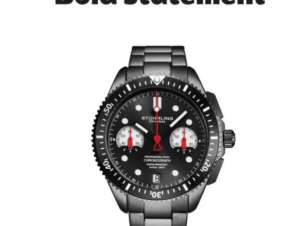 Stuhrling Men's Monaco Black Stainless Steel Round Watch