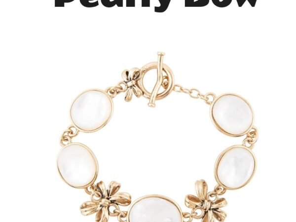 White Mother of Pearl Golden Bow Link Bracelet