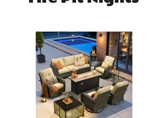 Xizzi 9 Piece Outdoor Patio Furniture Set with Fire Pit