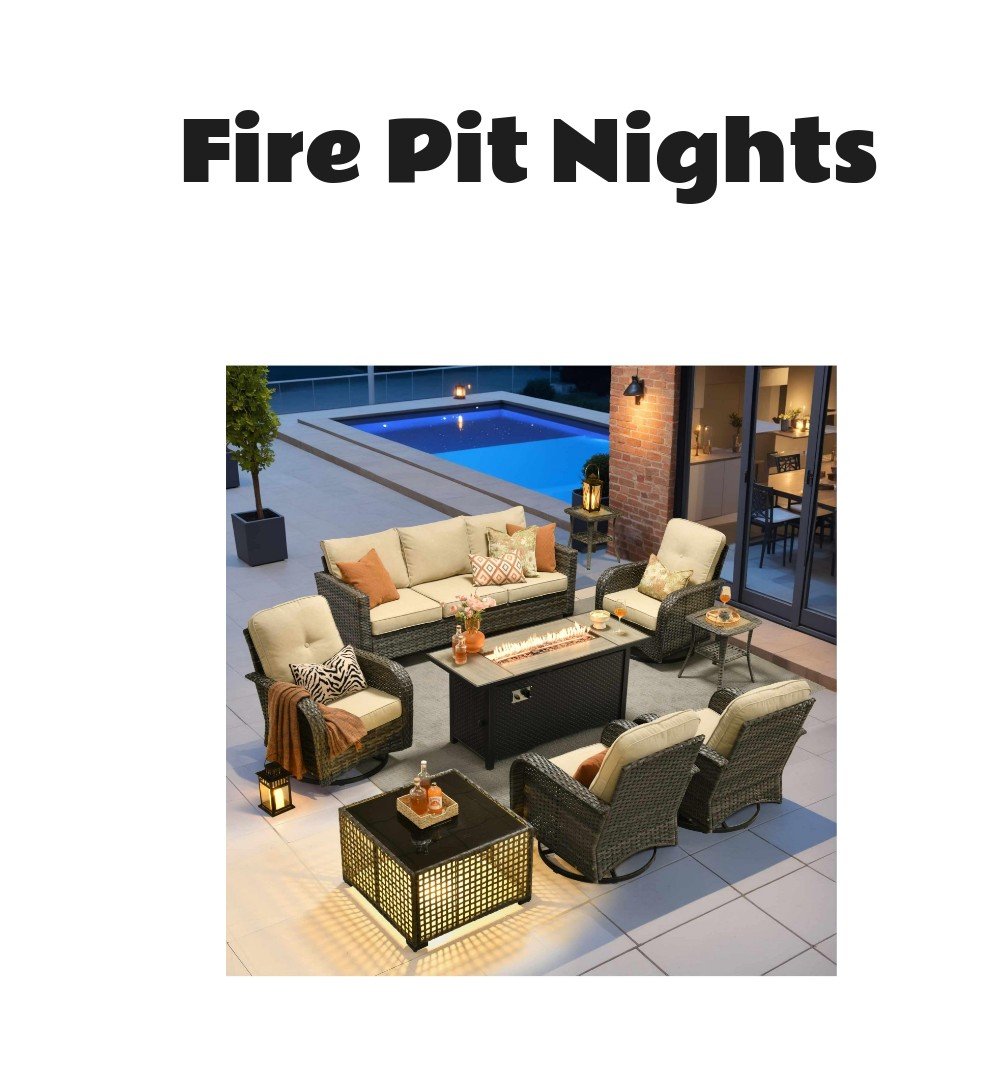 Xizzi 9 Piece Outdoor Patio Furniture Set with Fire Pit