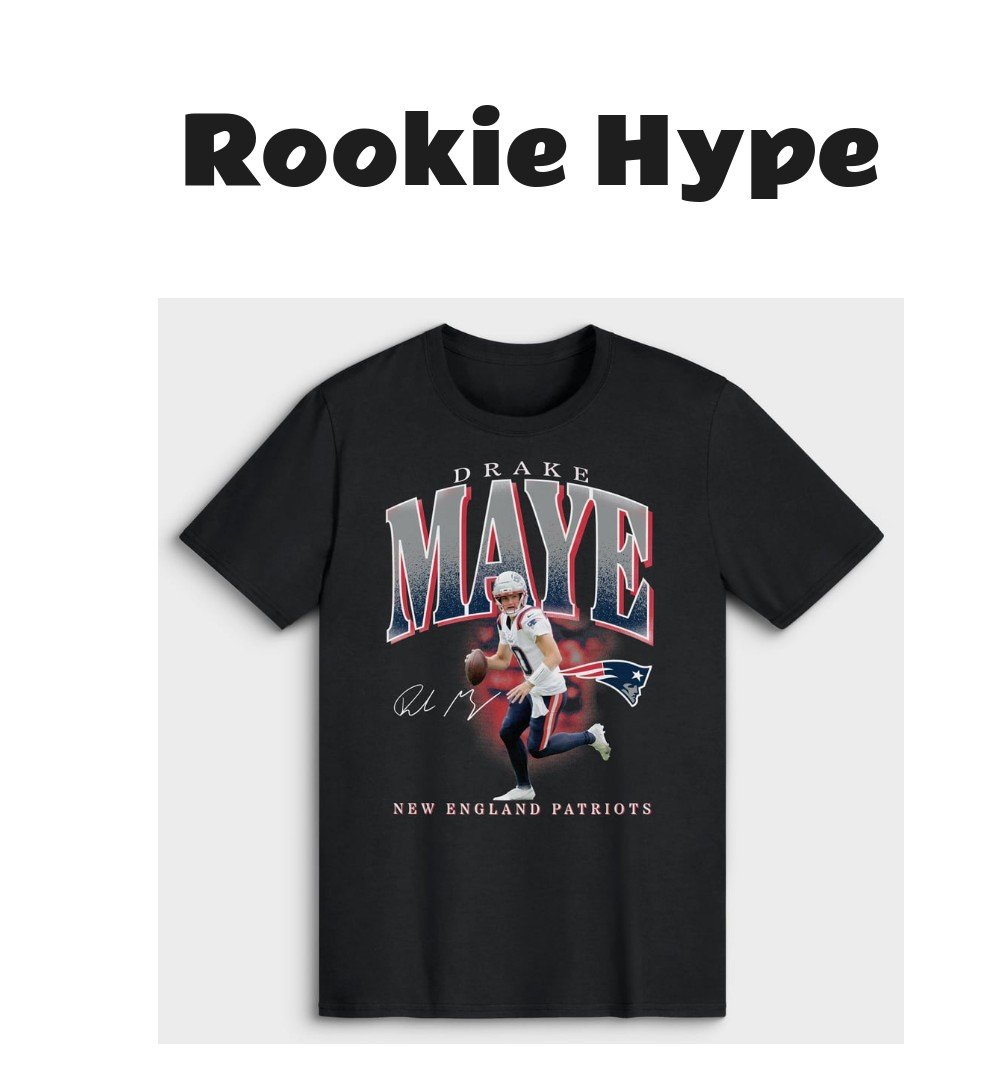 Men's Drake Maye Black New England Patriots Player Hype T-Shirt
