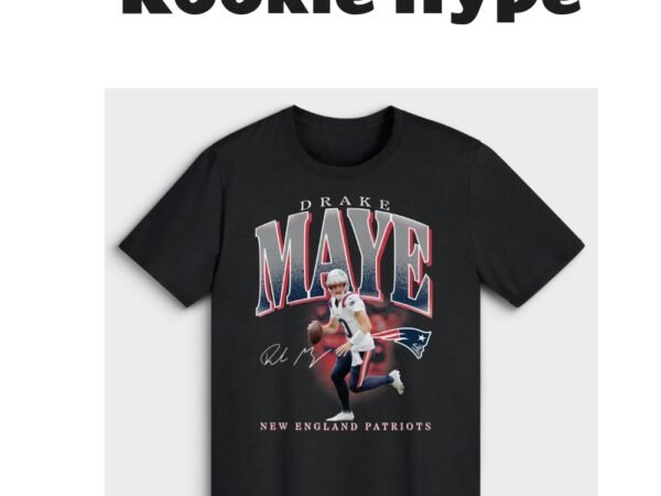 Men's Drake Maye Black New England Patriots Player Hype T-Shirt