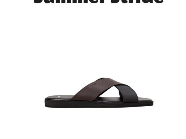 Hugo Boss Men's Round Toe Sandals Dark Brown