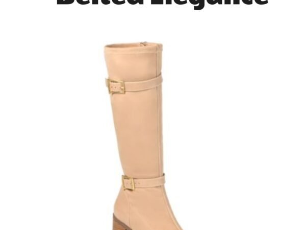 Journee Collection Gaibree Belted Block Heel Knee High Boots