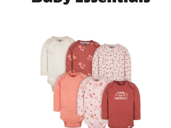 Gerber Baby Girls Long Sleeve Onesies Bodysuits 6-Pack Leaves