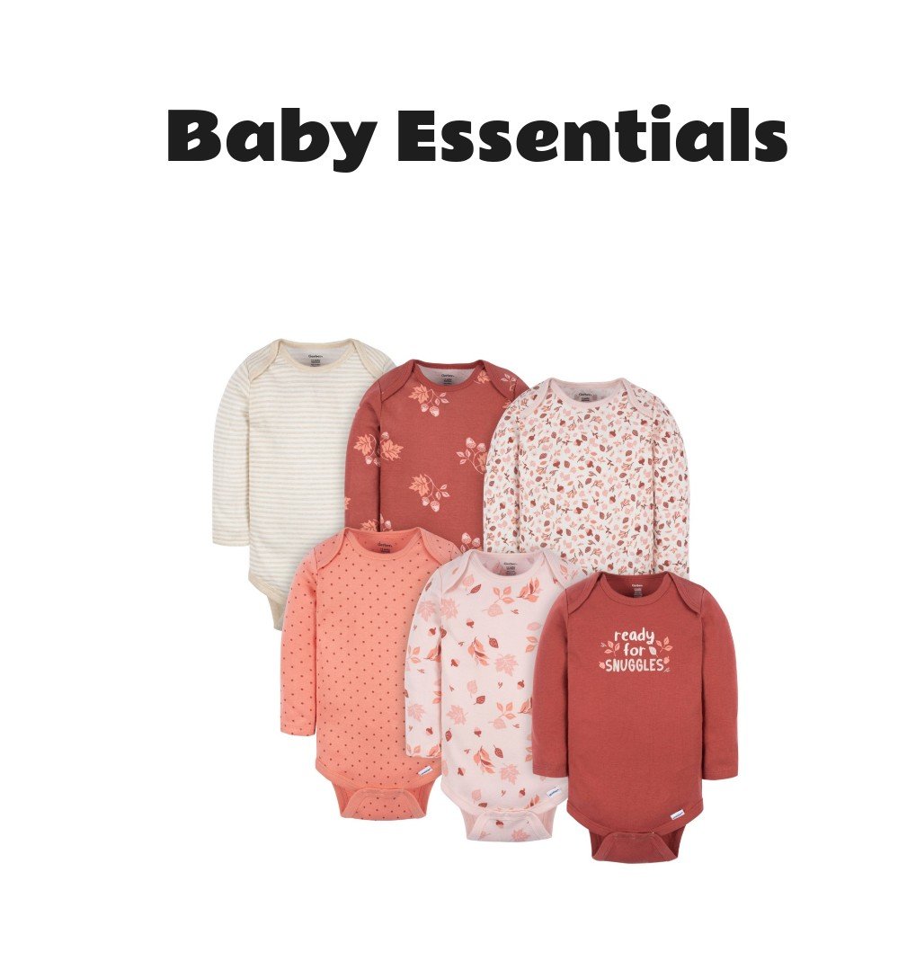 Gerber Baby Girls Long Sleeve Onesies Bodysuits 6-Pack Leaves