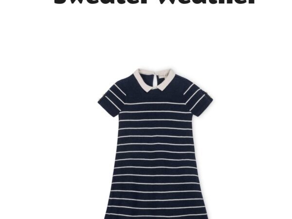 Hope & Henry Toddler Girls Organic Short Sleeve Milano Sweater Dress with Collar