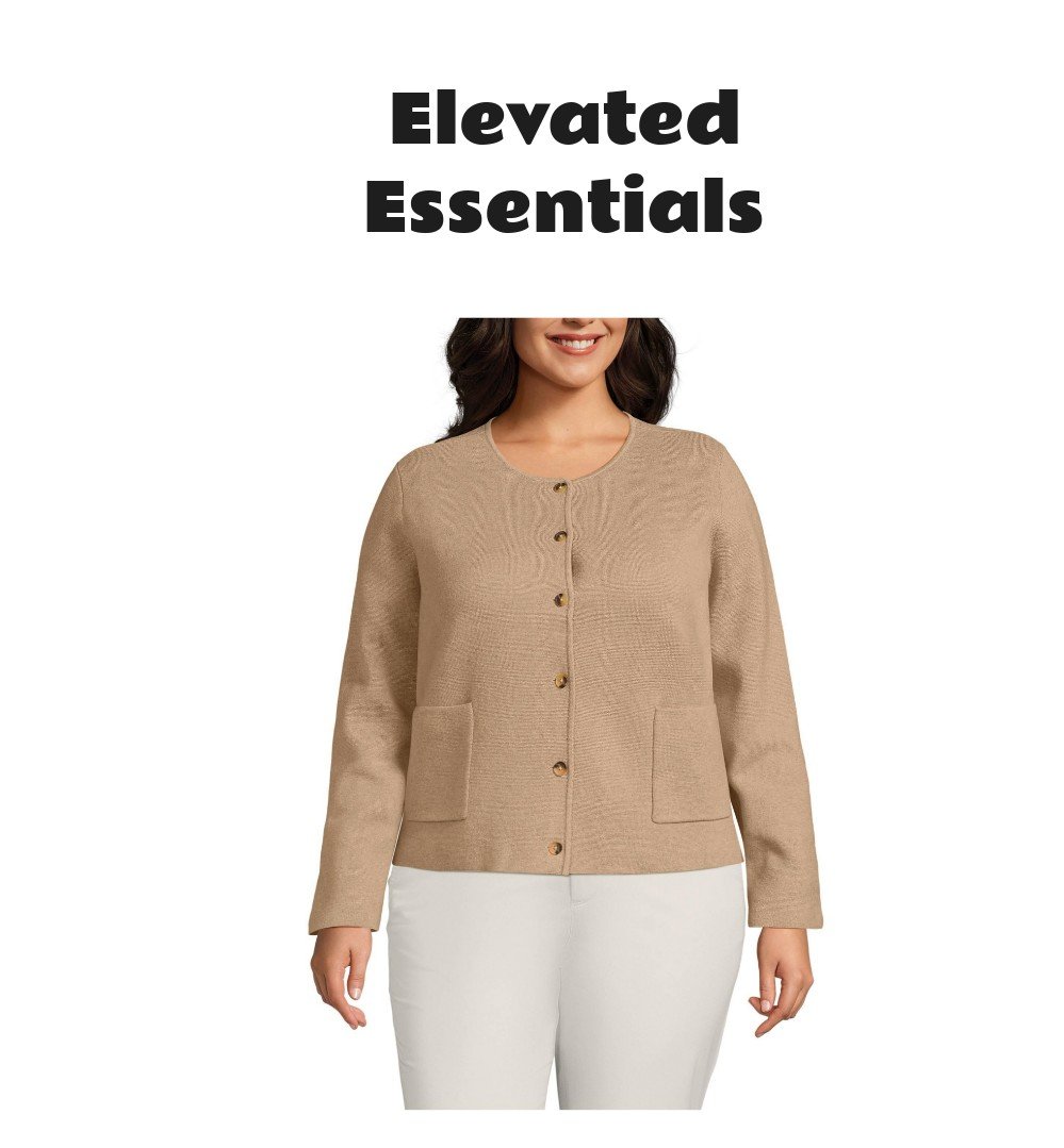 Lands' End Plus Size Fine Gauge Cotton Milano Blazer Sweater