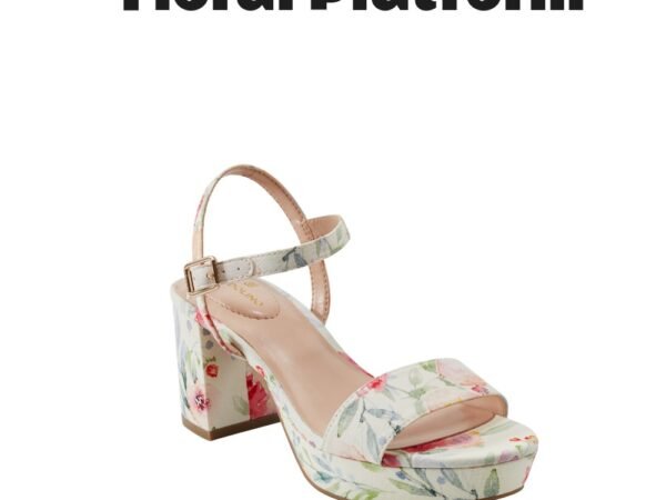Bandolino Pennie Platform Block Heel Sandals in Ivory Floral
